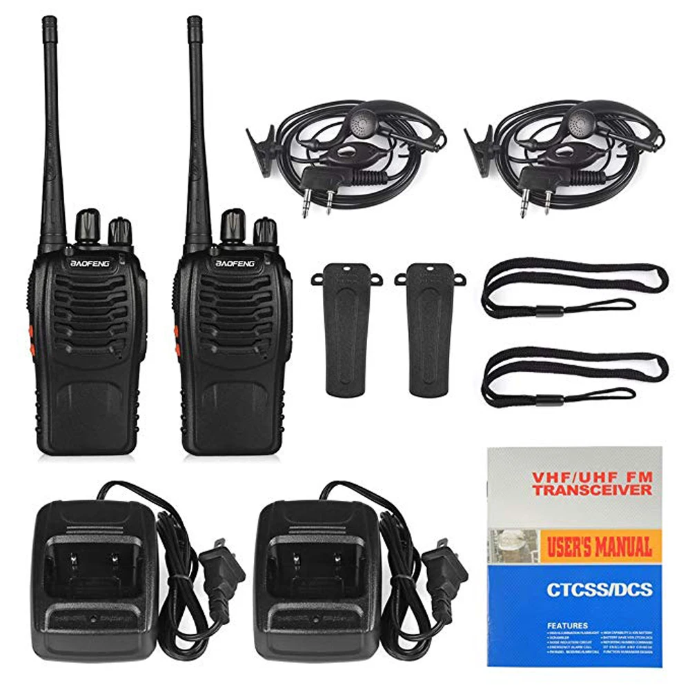 2 шт Baofeng BF-888S портативная рация 16CH bf 888s двухстороннее радио UHF 400-470MHz 2 шт охотничий трансивер с наушником