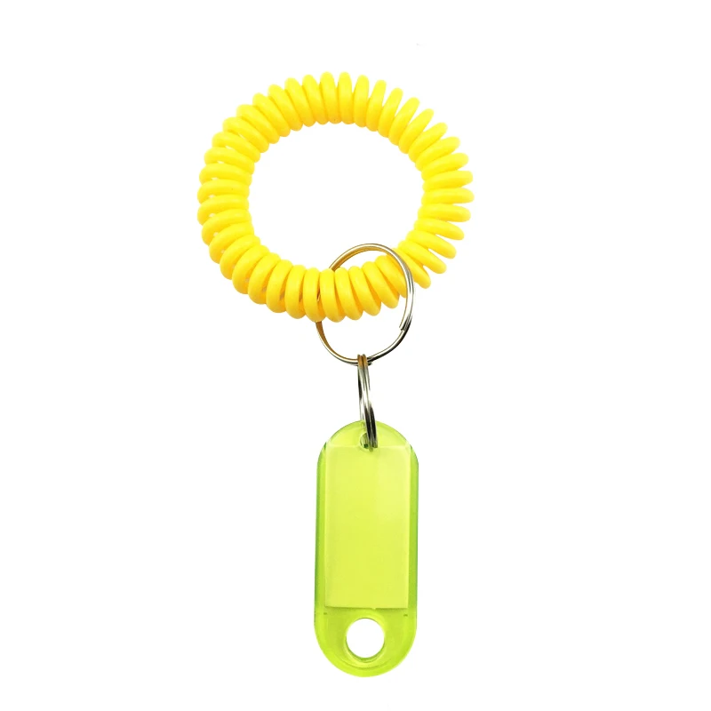 5Pcs Yellow 5 шт. эластичная катушка брелок для подарков Sleutel этикетки пластиковые брелки для ключей багажные ID метки брелки с именными картами браслеты кольца - Цвет: 5Pcs Yellow