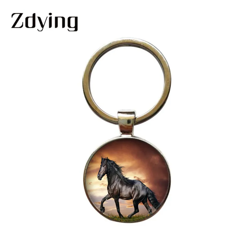 Модный брелок ZDYING Wild Horses стеклянный кабошон для бега с рисунком лошади подарок