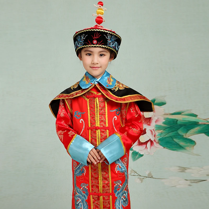 Детский костюм императора королевы длинный Pao Qing Dynasty Prince Little queen костюмы для