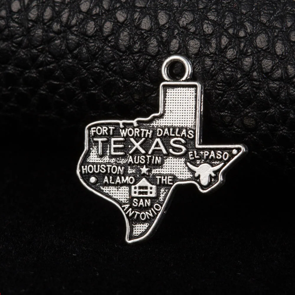 

10pcs--21x23mm United States Map charm Antique silver tone TEXAS Charm pendant for diy jewelry making pj3045