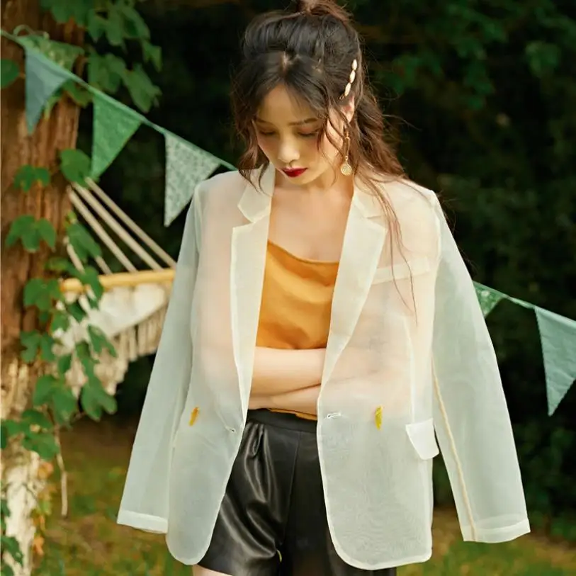 Фабричная белая Солнцезащитная куртка из органзы женская летняя новая модная