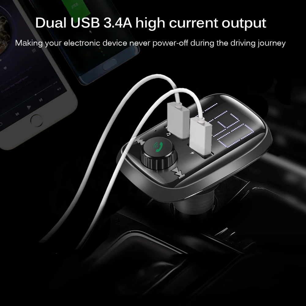 FM трансмиттер Onever автомобильный с поддержкой Bluetooth и 2 USB портами|fm transmitter|fm transmitter