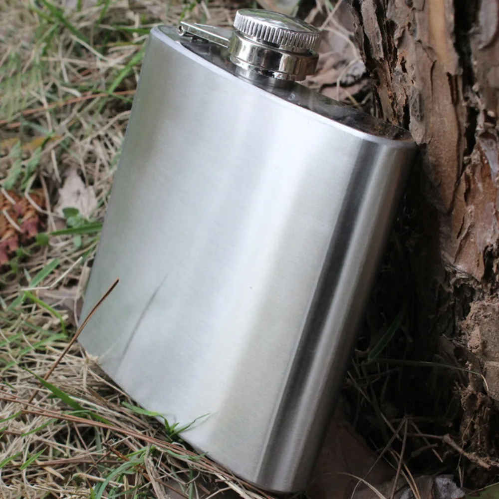 Портативный 6 унций Нержавеющая сталь Кожа фляга вино пиво алкоголь виски