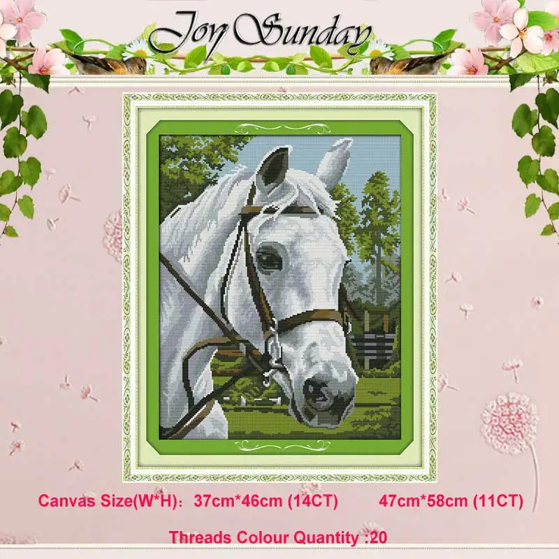 White horse Лошадь семья Белая лошадь животные Счетный 11CT 14CT Набор для вышивания крестиком DIY DMC Набор для вышивания крестиком вышивка рукоделие домашний декор - Цвет: White horse