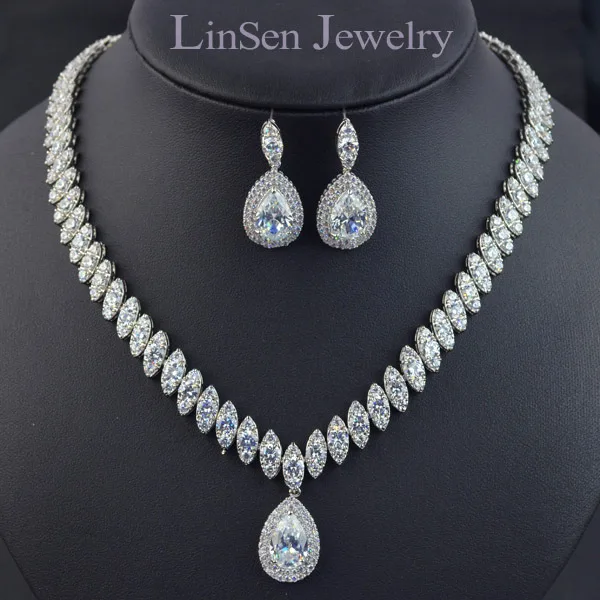 Новый дизайн кубического циркония ожерелье серьги Роскошные Ювелирные наборы