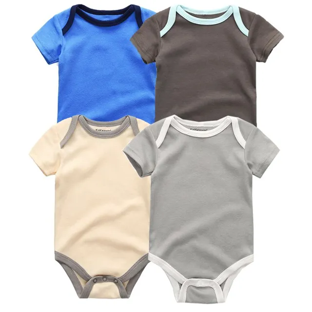 gray 301 4 шт./лот; Детский комбинезон для мальчиков и девочек с короткими рукавами и милым принтом; комплект летней одежды; roupa menina; хлопковая одежда для новорожденных - Цвет: gray 301