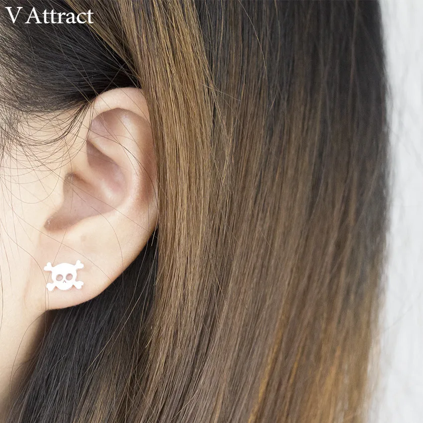 V привлечь панк Винтаж Череп серьгу 2017 Для женщин Модные украшения