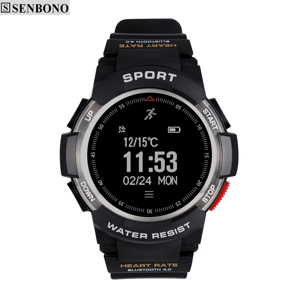 Senbono Bluetooth F6 Smartwatch IP68 Водонепроницаемый монитор сердечного ритма Фитнес трекер
