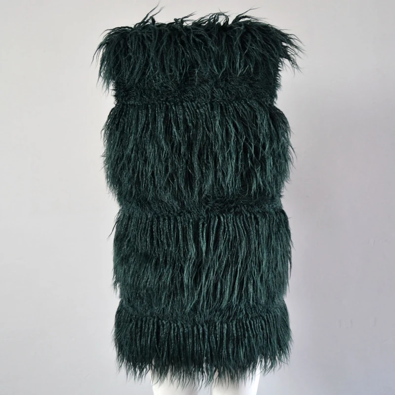 

Faux Fur Vest Coat Womens Ladies Winter Autumn Luxury Fur Jacket Hairy Jackets Slim V-neck Collarless Outerwear Parkas 7Q1211