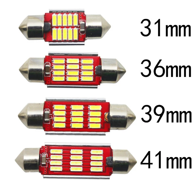 4 шт. 31 мм/36 мм/39 мм/41 мм 4014 12SMD гирлянда купольная Светодиодная лампа для