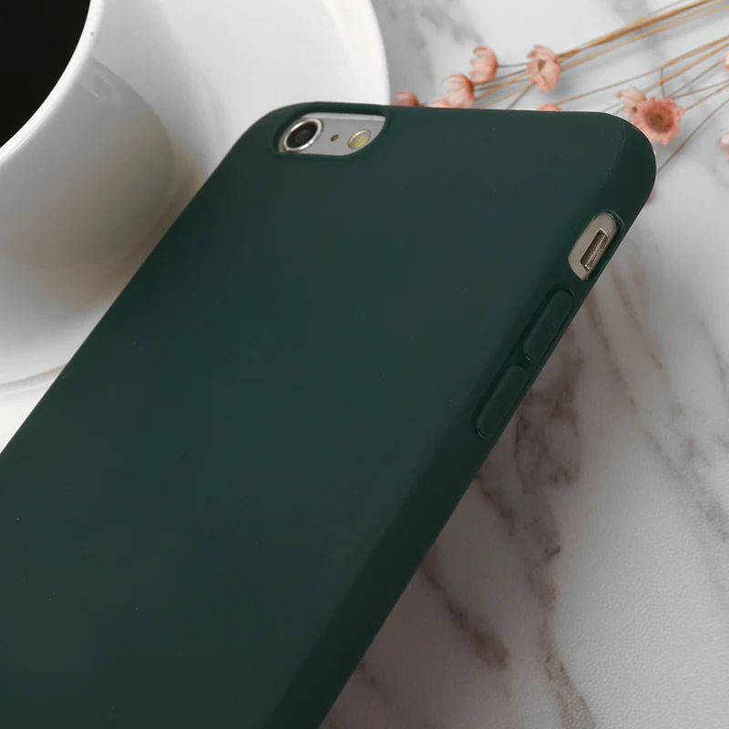 Fashion Dark Green Case For iPhone X XR XS Max 5 5S SE 6 6S 7 8 Plus 11 2019 5.8InSoft TPU Silicone Ultra-thin Simple Back Cover |