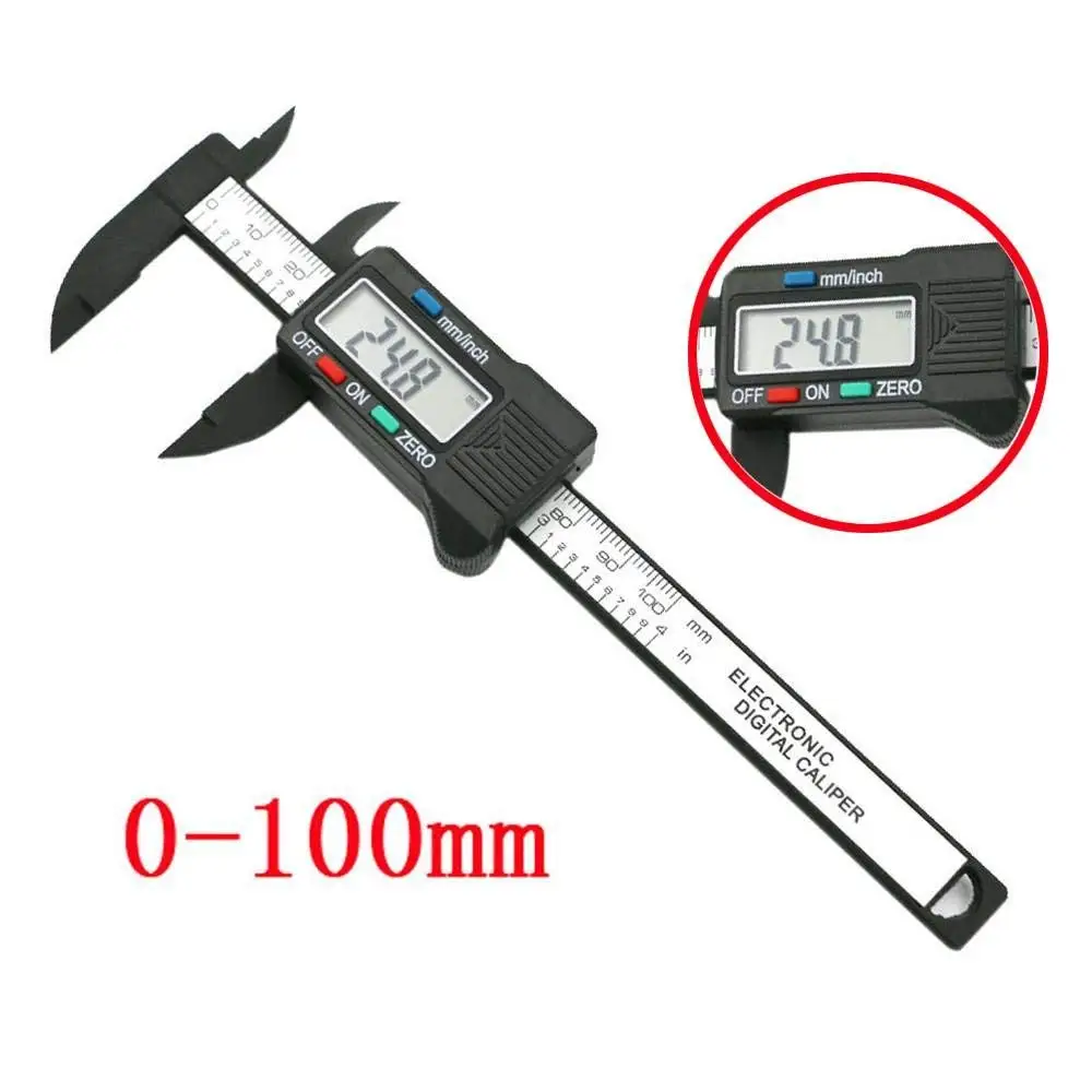 New Style Digital Caliper 100mm 4 inch LCD Electronic Carbon Fiber Vernier Gauge Micrometer GOTD (Black) | Инструменты
