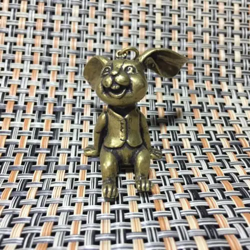 Collectable Chinese Silver Copper Handwork Carved Animal Big Ears Bugs Bunny Exquisite Small Pendant Statues | Дом и сад