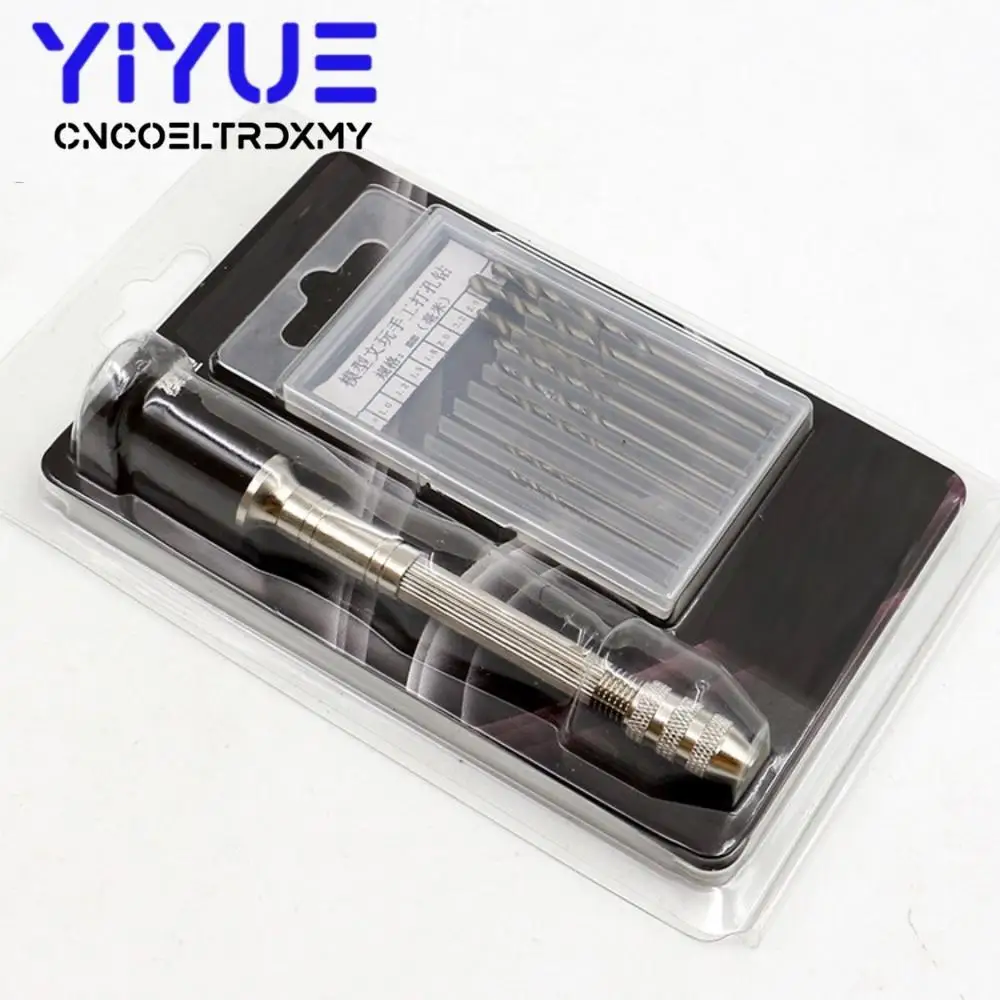 0 3 мм мини микро стальная ручная дрель с бесключевым патроном + 10 шт. спиральное