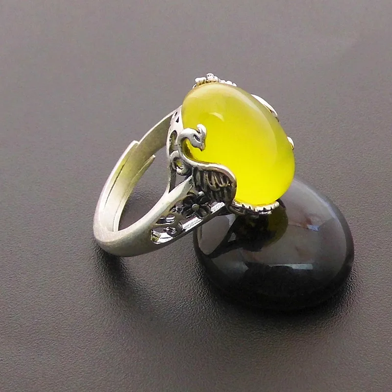 Натуральное желтое кольцо с камнем из стерлингового серебра 925 пробы Bague Femme