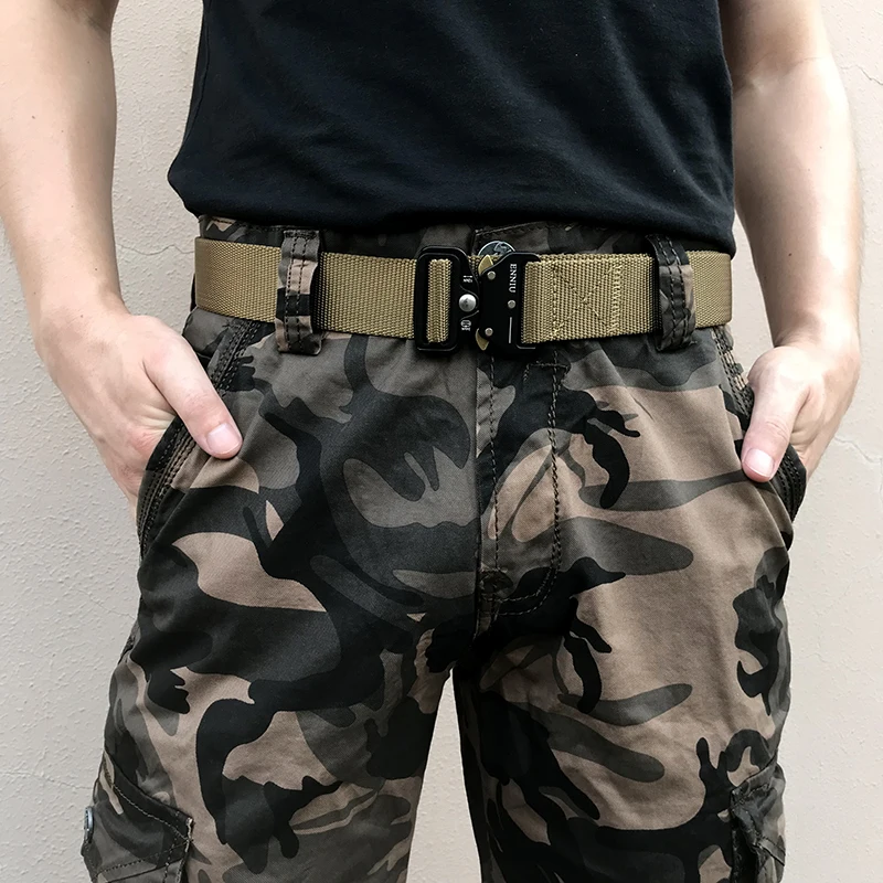 Мужской металлический вставить пряжку Военный нейлоновый спортивный пояс