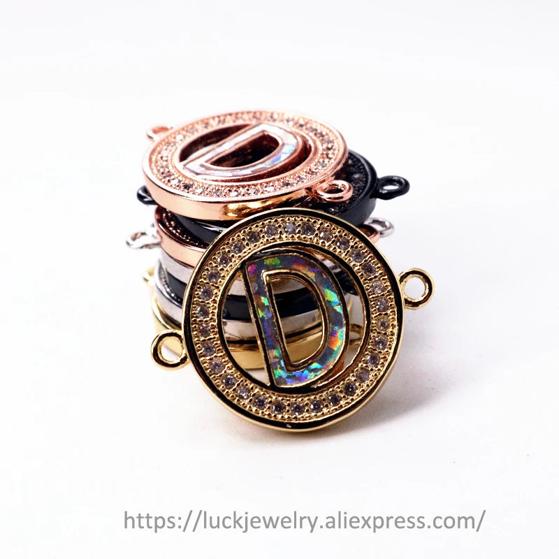 5 шт./лот удачи Jewel эмаль 26 Алфавит Буква D Micro Pave чешские камни для DIY изготовления