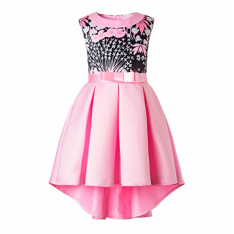 New Arrival Royal Blue Girls Floral Dresses 2019 Printed Party Kids Birthday Robe Enfant Children Outerwear | Детская одежда и