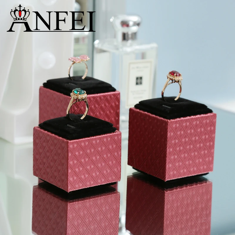 ANFEI Новая мода Комбинации Jewellery Дисплей лоток черный бархат кольцо для хранения и