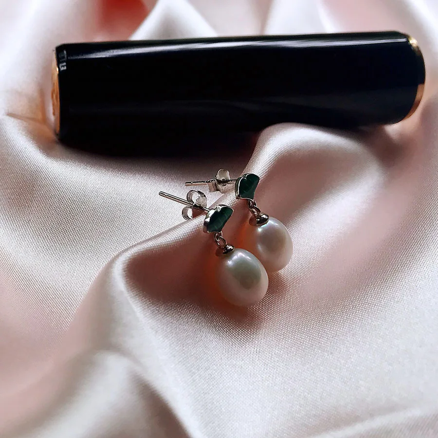 Женские серьги-капли с высоким блеском из белого натурального пресноводного