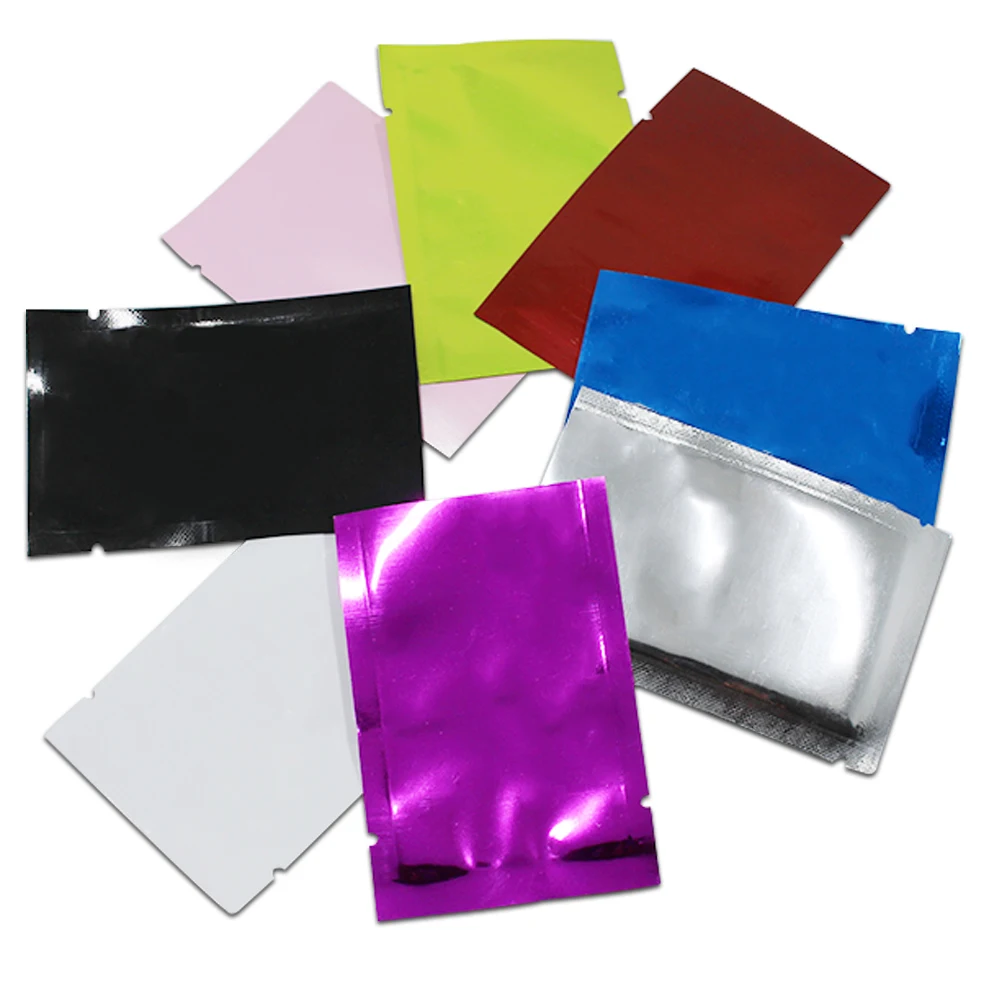 

8*12cm 200PCS 8 Colors Vacuum Seal Flat Aluminum Foil Packing Pouch Mylar Food Snack Package Bag Candy Gifts Packaging Bags