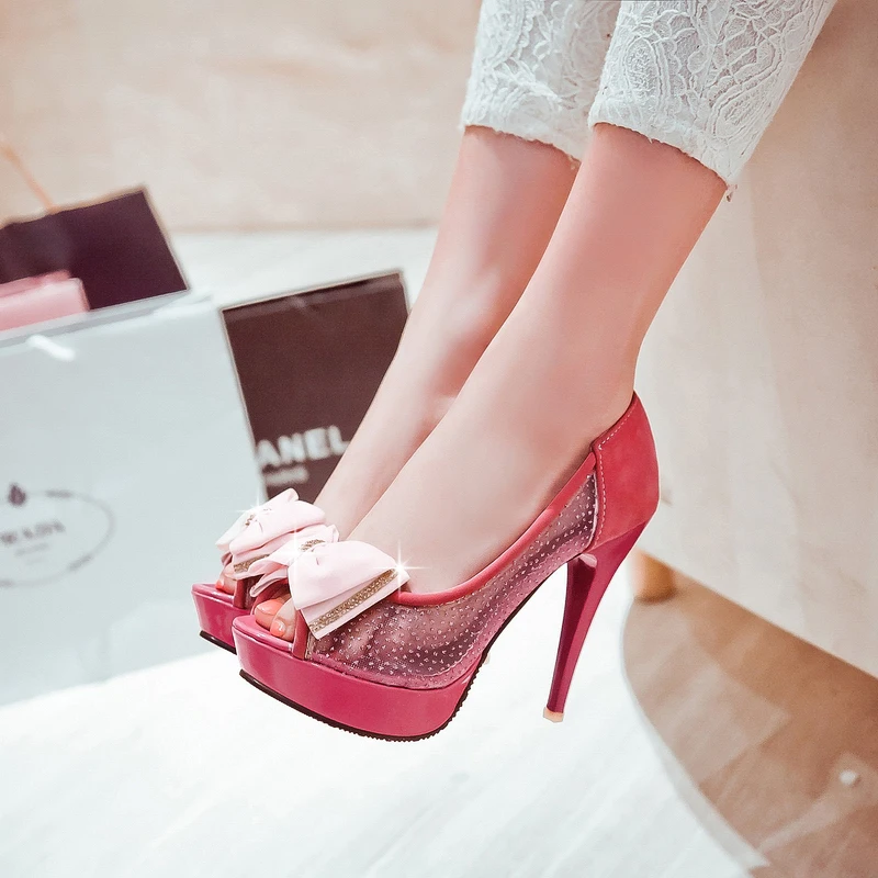 Сандалии женские на тонком каблуке Босоножки с открытым носком блестящие бантом