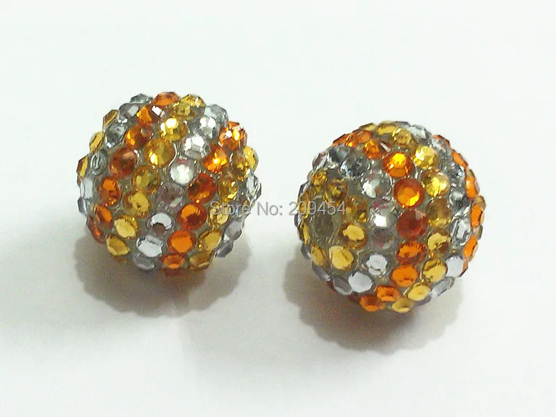 20mm 100pcs/lot Clear Effect White/Yellow/Orange Candy Corn Stripe Resin Rhinestone Ball Beads Chunky For Kids Jewelry | Украшения и