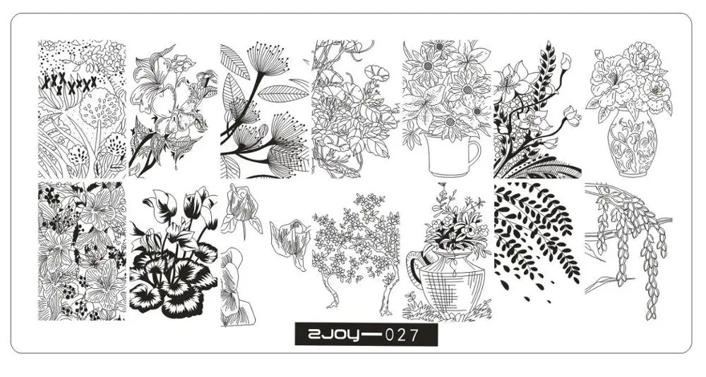 1 шт., штампованные пластины ZJOY, круглые/прямоугольные/большие размеры(XL), штамповка для ногтей, шаблон, цветочный/мультяшный штамп, штамповка для ногтей, пластины 63 стиля - Цвет: ZJOY-27