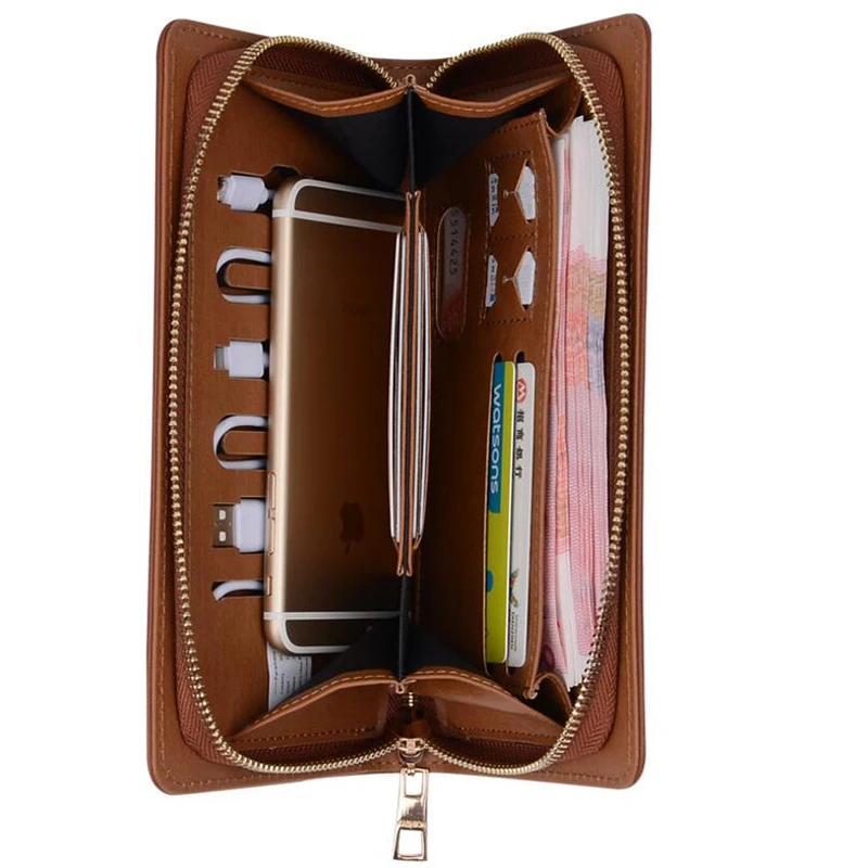 Fashion Wallet Clutches Charger 6000mAh Handbag Purse Taupe BEIGE Charging Set with Wrist for IPhone and Andriod Phone | Багаж и сумки