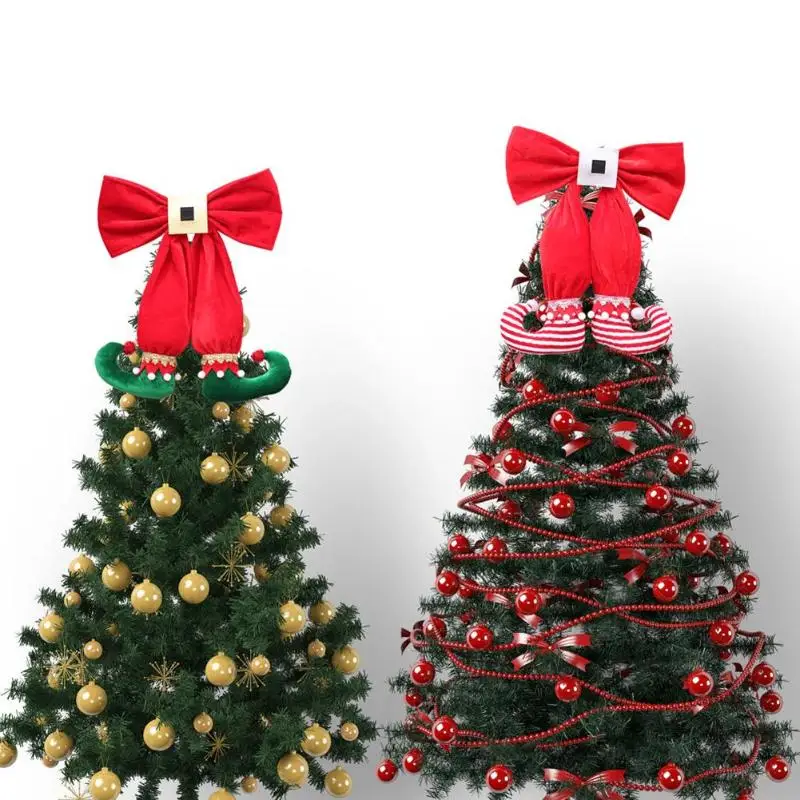 ChristmasTree Топ украшения плюшевый эльф сапоги с бантом висит для Новый год PartyScenes