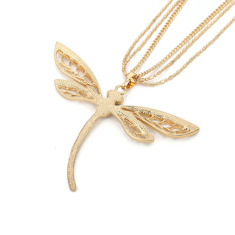 

Crystal Dragonfly Pendant Necklace Rose Gold Silver Color Fashion Long Sweater Collier pendentif Elegant Women Jewelry Best Gift