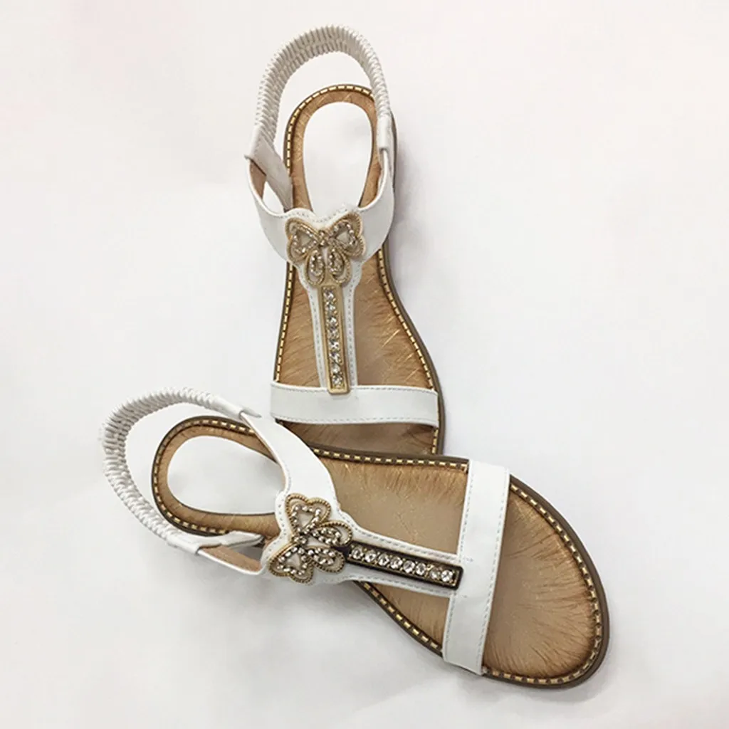 Лето Бабочка буровой ковш сандалии Для женщин Женская пляжная обувь на плоской