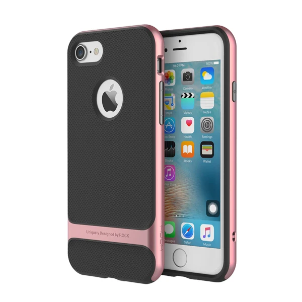 Для iPhone 7/7 Plus чехол Rock Royce Series Роскошный ультра тонкий ТПУ+ PC чехол с текстурой сетки для Apple iPhone 7 Plus задняя крышка телефона - Цвет: Rose Gold