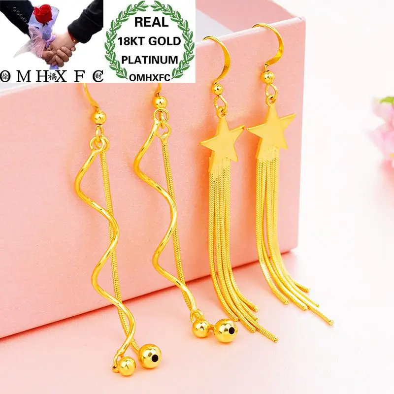 

Серьги-подвески женские OMHXFC из 18-каратного золота длинные бусы с кисточкой пробы, в подарок на свадьбу