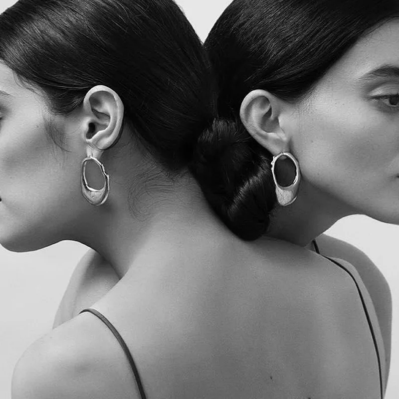 Earings Fashion Jewelry Steampunk Big Geometric Irregular Earring for Women Gold Silver Color Studs Ear | Украшения и аксессуары