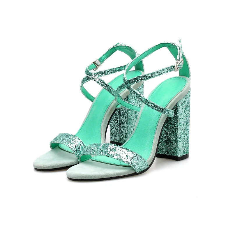 

Fashion Women's Sandals NIUFUNI 2020 Summer New Arrival Bling Thick High Heels Sandals Belt Buckle Fashion Ladies Casual Shoes