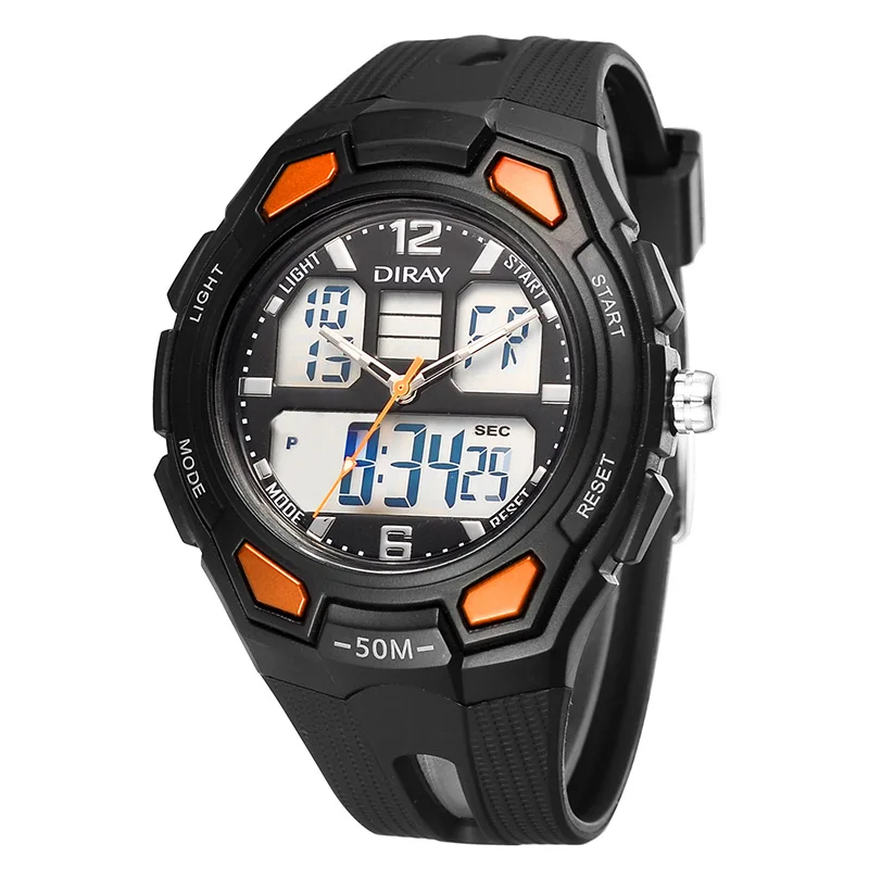

relogio masculino DIRAY Watch Men Watch Fashion Dual Display Sport Watches Waterproof Military Analog Digital Watch Hour Clock