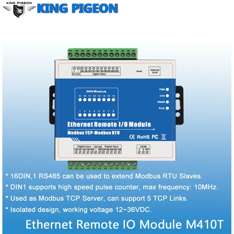 M410T (16DI + RJ45 RS485) Высокое Скорость счетчик импульсов Ethernet сетевое удаленное IO IOT