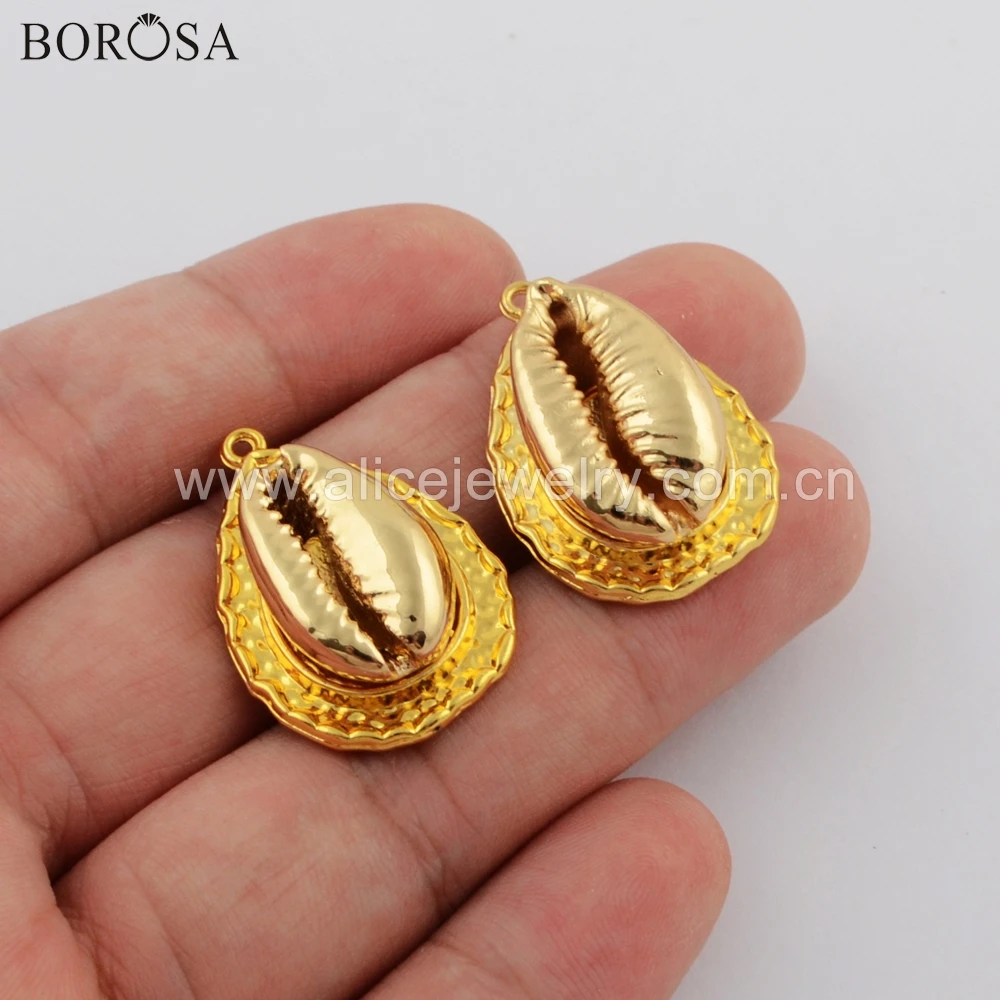 BOROSA 10 шт. КАПЛЕВИДНАЯ капля полностью покрытая золотом натуральный Каури