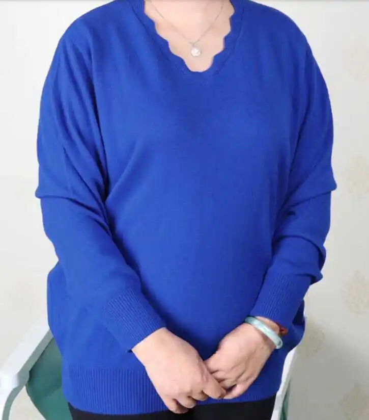 Plus Size Women Clothing 5XL 6XL7XL 8XL 9XL Large Middle Aged Clothes Mother Cashmere Sweater Knitted Shirt Long Sleeve |
