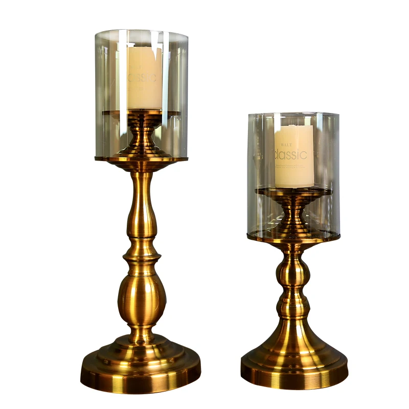 

European bronze Glass Candle Holder Table romantic hotel club room decoration luxurious decorations like