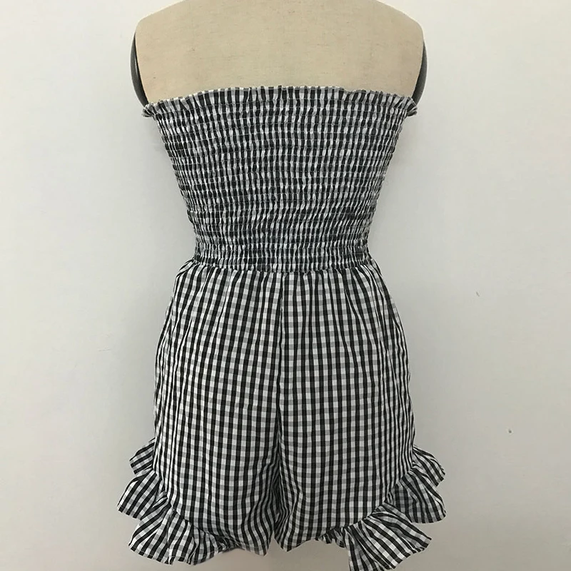 Маленький квадратный клетчатый Короткий комбинезон Свободные Комбинезоны брюки