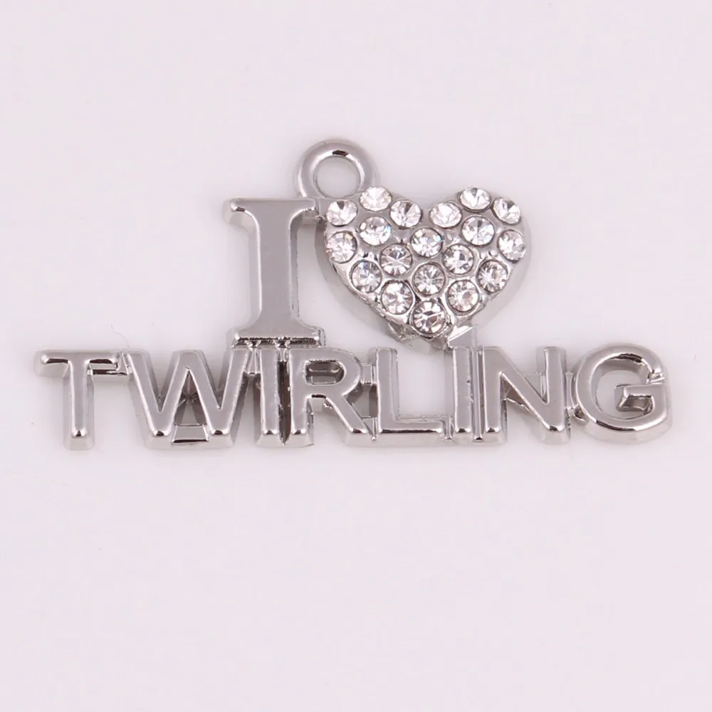 Женское Ожерелье Подвеска I Love Twirling с буквенным узором сверкающие кристаллы индивидуальное очарование цинковый сплав обеспечивает дропшиппинг