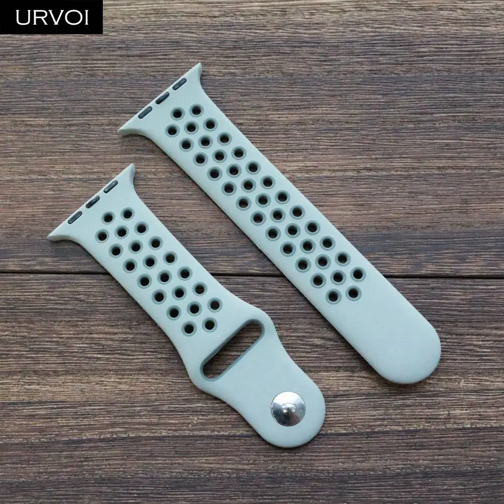 Spruce F V Lichen URVOI, спортивный ремешок для Apple Watch, Nike+ series 54 321, силиконовый ремешок для iwatch, дышащий, весна, новые цвета, 38, 40, 42, 44 мм - Цвет ремешка: Spruce F V Lichen
