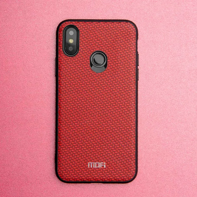 Dark red Чехол Mofi для xiaomi redmi note 6 pro, переплетенный зернистый чехол для redmi note 6pro, Жесткий Чехол для задней панели xiaomi redmi note 6, чехол для глобальной версии - Цвет: Dark red