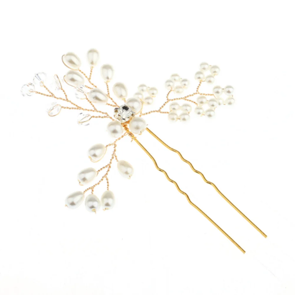 

1Pcs Crystal Pearl Hairpins Women Lady Hair Clips Hairclip Hair Flowers Brides Wedding Hair Accessories Headdress Headwear