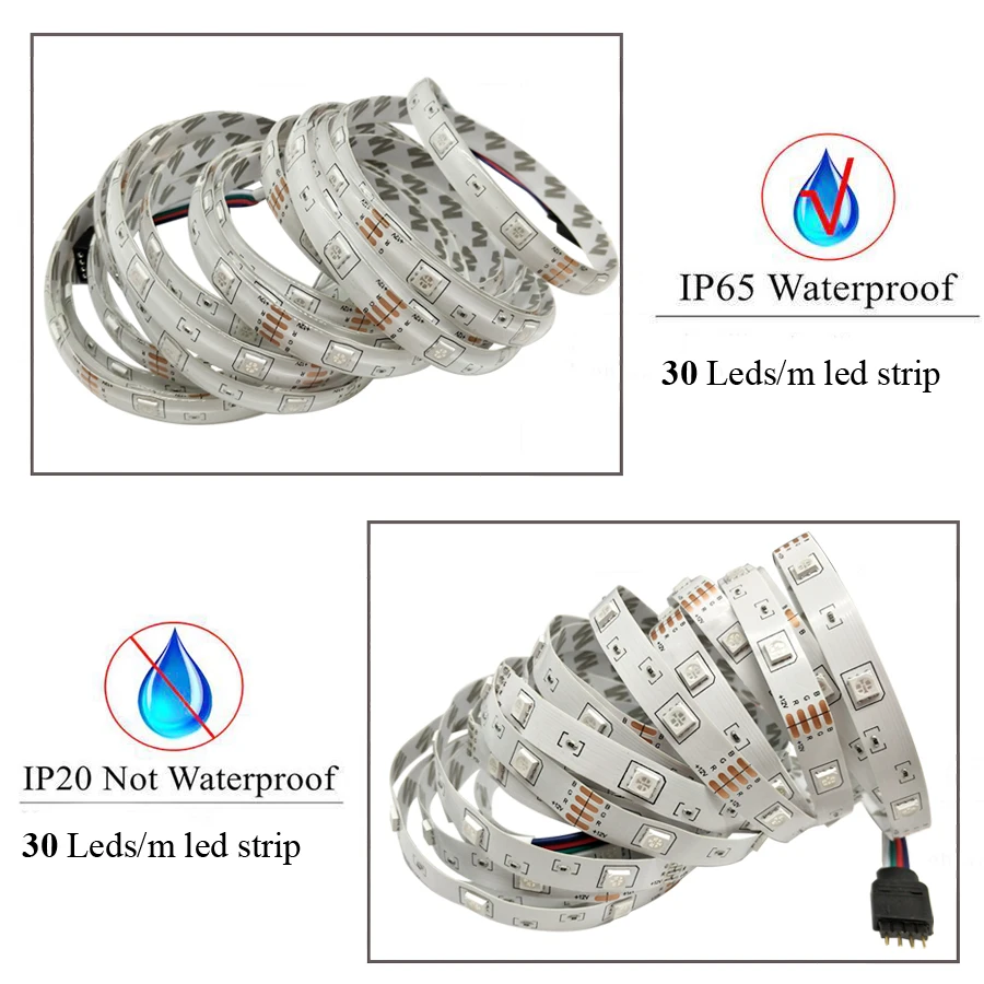 GOOLOOK 5050 RGB led strip light 5M 10M Strip 30 leds/m tape non waterproof ribbon for home decoration IP20 IP65 | Освещение