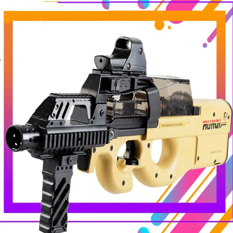 Khaki Игрушечный пистолет P90, Штурмовое снайперское оружие, водяное пулевое оружие, Открытый Живой CS игровой электрический пистолет для пейнтбола, игрушки для детей - Цвет: Khaki