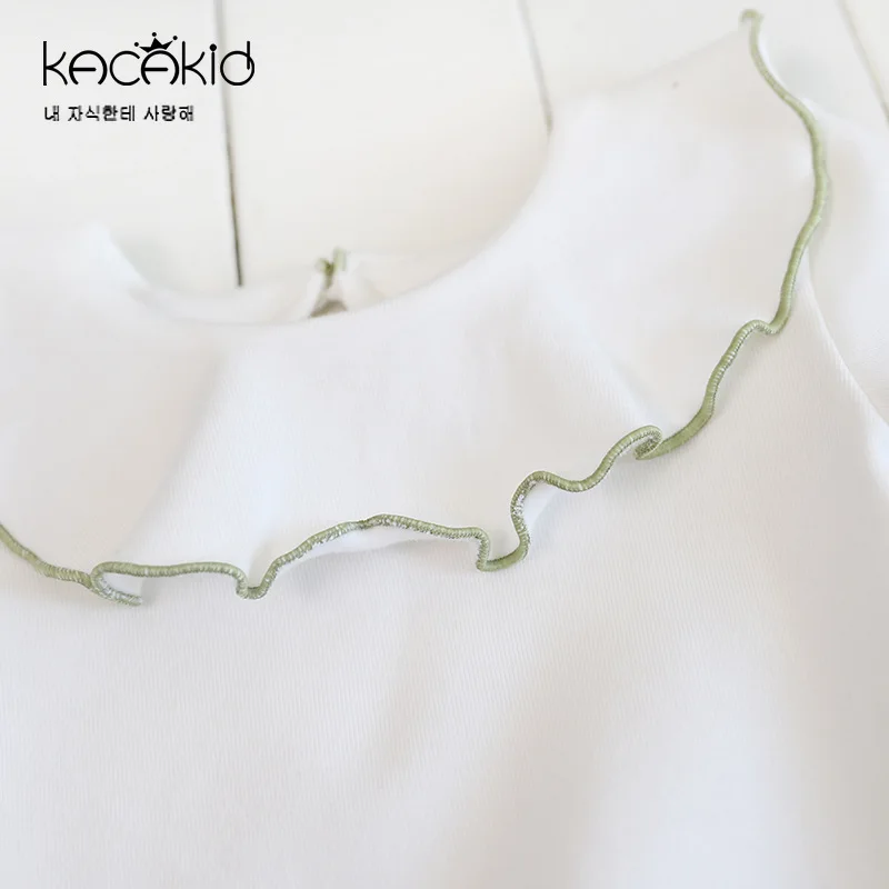 Kacakid/новая одежда для маленьких девочек Милая футболка с кукольным воротником для девочек детская хлопковая рубашка с длинными рукавами